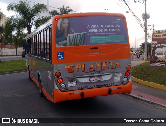 Planeta Transportes Rodoviários 3145 na cidade de Cariacica, Espírito Santo, Brasil, por Everton Costa Goltara. Número da foto: #9186759.