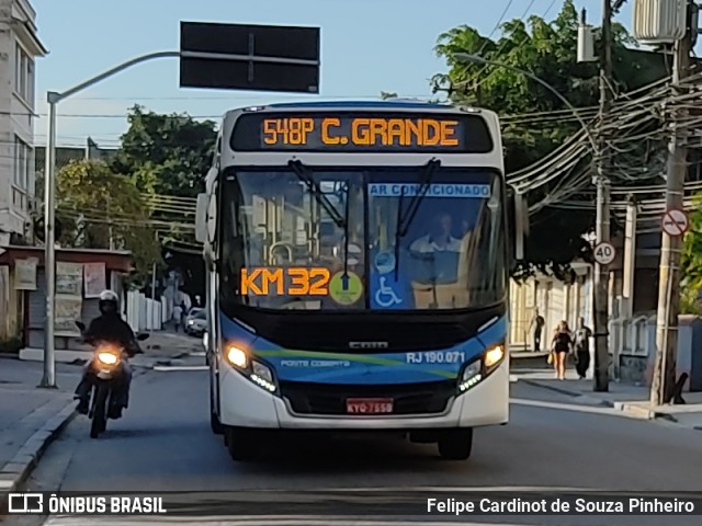 Viação Ponte Coberta RJ 190.071 na cidade de Rio de Janeiro, Rio de Janeiro, Brasil, por Felipe Cardinot de Souza Pinheiro. Número da foto: #9189239.