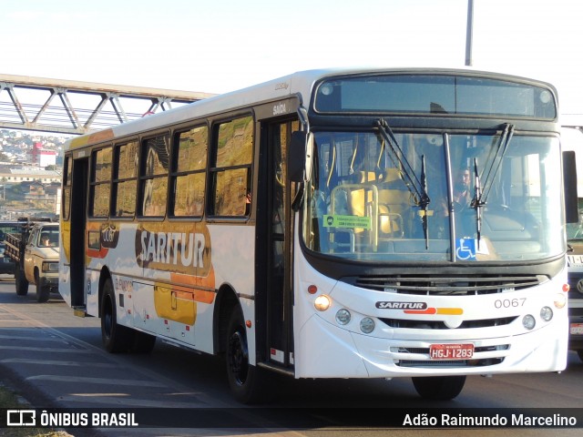 Saritur - Santa Rita Transporte Urbano e Rodoviário 0067 na cidade de Belo Horizonte, Minas Gerais, Brasil, por Adão Raimundo Marcelino. ID da foto: 9191187.