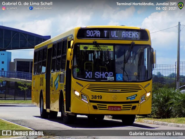 Auto Ônibus Três Irmãos 3819 na cidade de Jundiaí, São Paulo, Brasil, por Gabriel Giacomin de Lima. Número da foto: #9189308.