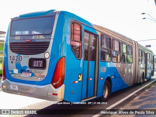 VB Transportes e Turismo 1420 na cidade de Campinas, São Paulo, Brasil, por Henrique Alves de Paula Silva. Número da foto: #9195169.