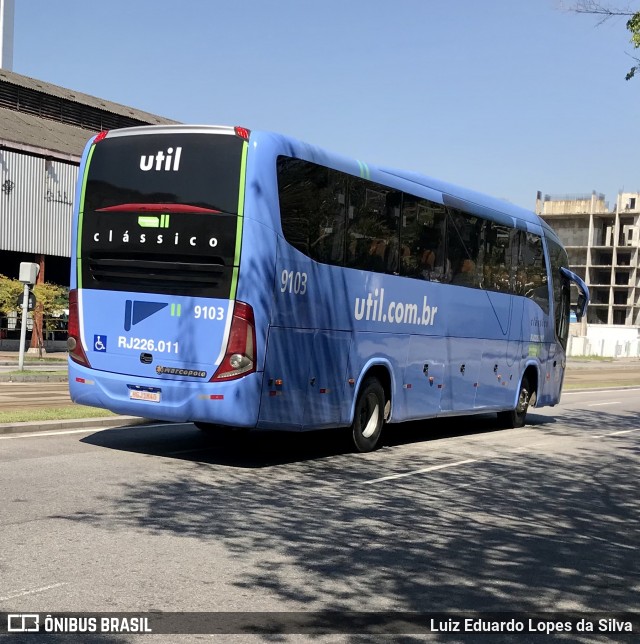 UTIL - União Transporte Interestadual de Luxo 9103 na cidade de Rio de Janeiro, Rio de Janeiro, Brasil, por Luiz Eduardo Lopes da Silva. Número da foto: #9199662.