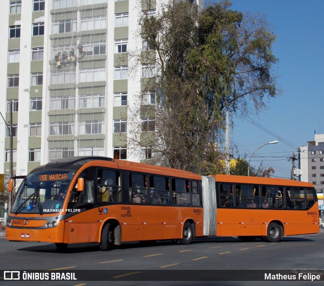 Transporte Coletivo Glória BA603 na cidade de Curitiba, Paraná, Brasil, por Matheus Felipe. ID da foto: 9199447.