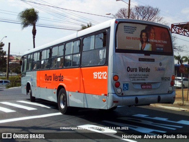 Auto Viação Ouro Verde 191212 na cidade de Sumaré, São Paulo, Brasil, por Henrique Alves de Paula Silva. Número da foto: #9206398.