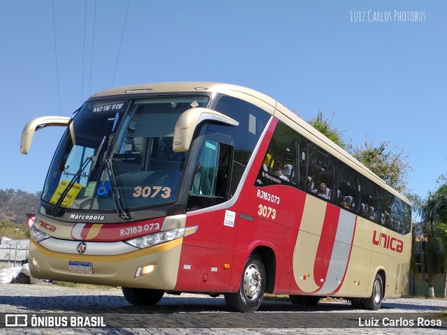 Transportes Única Petrópolis 3073 na cidade de Juiz de Fora, Minas Gerais, Brasil, por Luiz Carlos Rosa. ID da foto: 9206795.