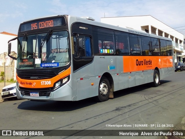 Auto Viação Ouro Verde 17306 na cidade de Sumaré, São Paulo, Brasil, por Henrique Alves de Paula Silva. ID da foto: 9206374.