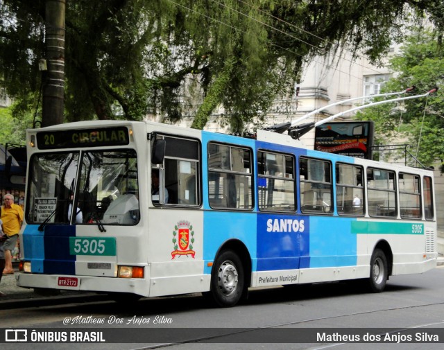 Viação Piracicabana Santos 5305 na cidade de Santos, São Paulo, Brasil, por Matheus dos Anjos Silva. ID da foto: 9212920.