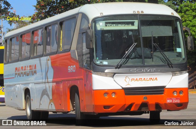 Viação Paraúna 980 na cidade de Goiânia, Goiás, Brasil, por Carlos Júnior. ID da foto: 9141670.