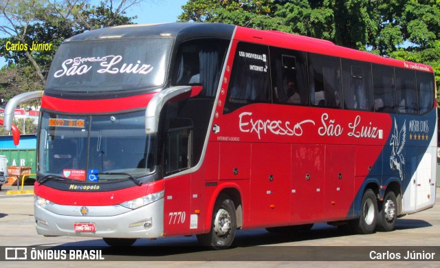 Expresso São Luiz 7770 na cidade de Goiânia, Goiás, Brasil, por Carlos Júnior. Número da foto: #9146942.