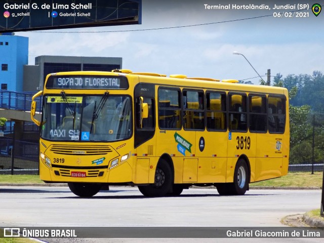 Auto Ônibus Três Irmãos 3819 na cidade de Jundiaí, São Paulo, Brasil, por Gabriel Giacomin de Lima. Número da foto: #9149362.