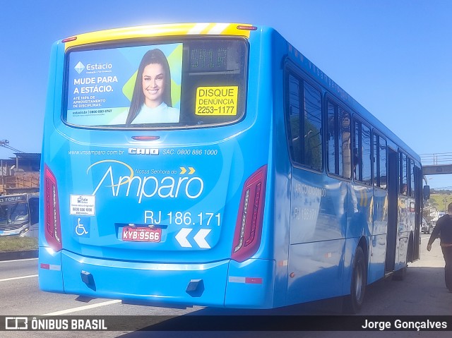 Viação Nossa Senhora do Amparo RJ 186.171 na cidade de São Gonçalo, Rio de Janeiro, Brasil, por Jorge Gonçalves. Número da foto: #9153972.