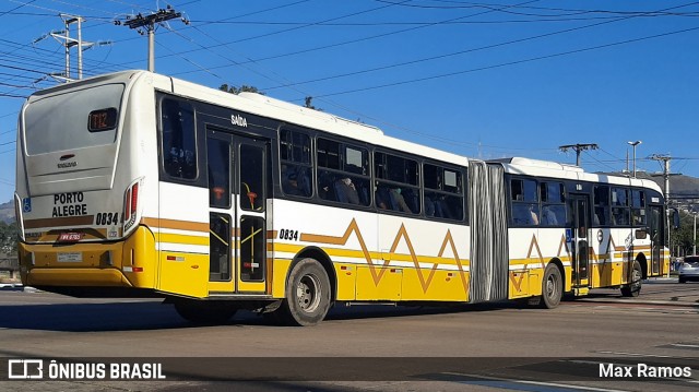 Companhia Carris Porto-Alegrense 0834 na cidade de Porto Alegre, Rio Grande do Sul, Brasil, por Max Ramos. ID da foto: 9157082.