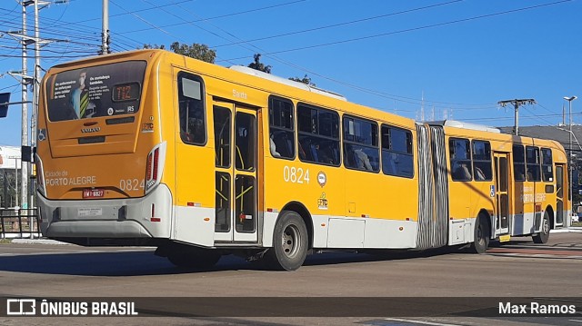 Companhia Carris Porto-Alegrense 0824 na cidade de Porto Alegre, Rio Grande do Sul, Brasil, por Max Ramos. Número da foto: #9155168.