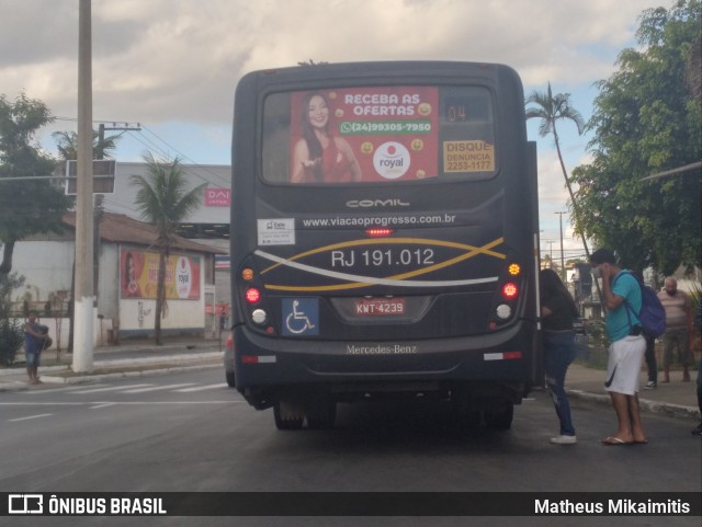 Viação Progresso RJ 191.012 na cidade de Três Rios, Rio de Janeiro, Brasil, por Matheus Mikaimitis . Número da foto: #9156200.