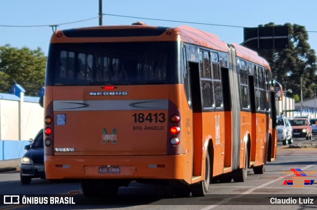 Viação Santo Ângelo 18413 na cidade de Curitiba, Paraná, Brasil, por Claudio Luiz. ID da foto: 9260390.