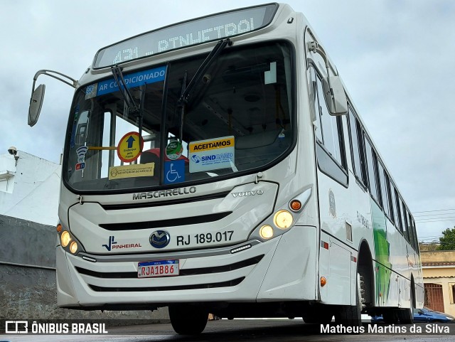 Viação Pinheiral RJ 189.017 na cidade de Pinheiral, Rio de Janeiro, Brasil, por Matheus Martins da Silva. Número da foto: #9267273.