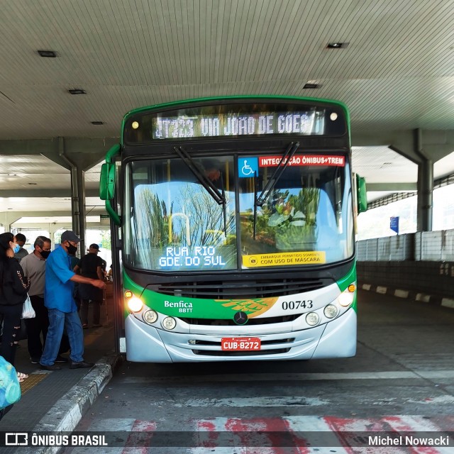 BBTT - Benfica Barueri Transporte e Turismo 00743 na cidade de Jandira, São Paulo, Brasil, por Michel Nowacki. ID da foto: 9270883.