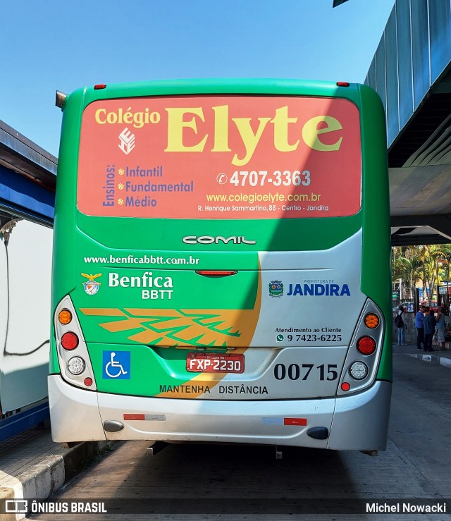 BBTT - Benfica Barueri Transporte e Turismo 00715 na cidade de Jandira, São Paulo, Brasil, por Michel Nowacki. ID da foto: 9270895.