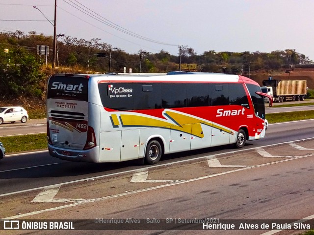 Viação Smart Transporte e Turismo 1402 na cidade de Salto, São Paulo, Brasil, por Henrique Alves de Paula Silva. ID da foto: 9275757.