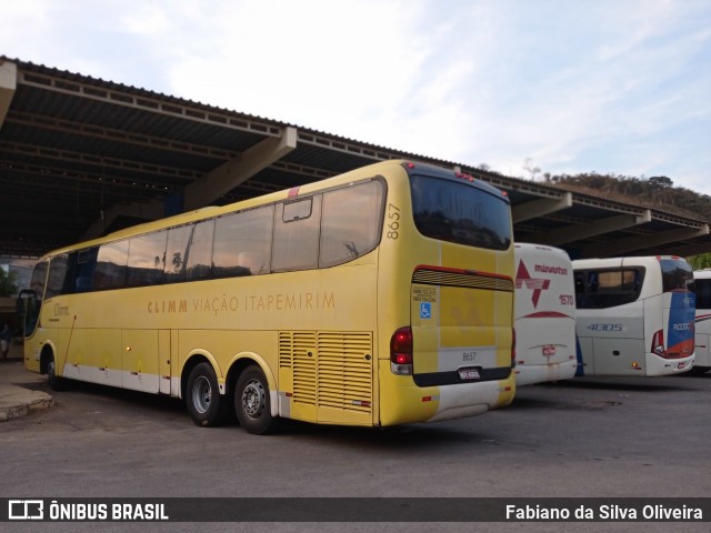 Viação Itapemirim 8657 na cidade de Manhumirim, Minas Gerais, Brasil, por Fabiano da Silva Oliveira. ID da foto: 9273752.