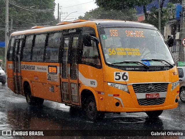 Transporte Suplementar de Belo Horizonte 1072 na cidade de Belo Horizonte, Minas Gerais, Brasil, por Gabriel Oliveira. ID da foto: 9277355.