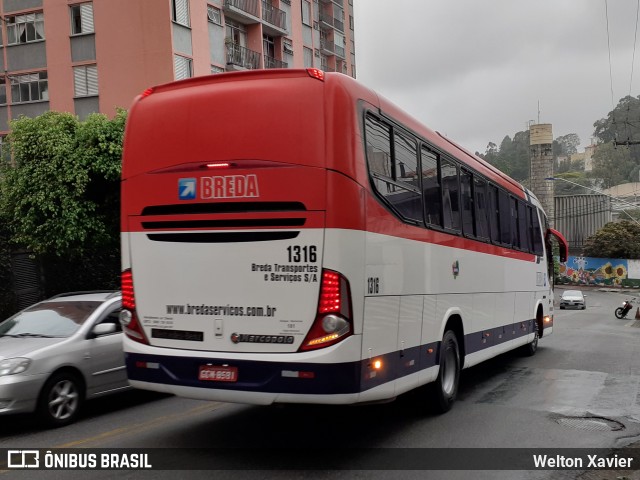 Breda Transportes e Serviços 1316 na cidade de Diadema, São Paulo, Brasil, por Welton Xavier. ID da foto: 9281075.