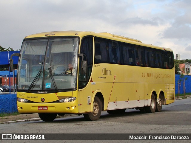 Viação Itapemirim 8657 na cidade de São Paulo, São Paulo, Brasil, por Moaccir  Francisco Barboza. ID da foto: 9281711.