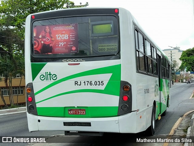 Viação Elite RJ 176.035 na cidade de Volta Redonda, Rio de Janeiro, Brasil, por Matheus Martins da Silva. ID da foto: 9279658.