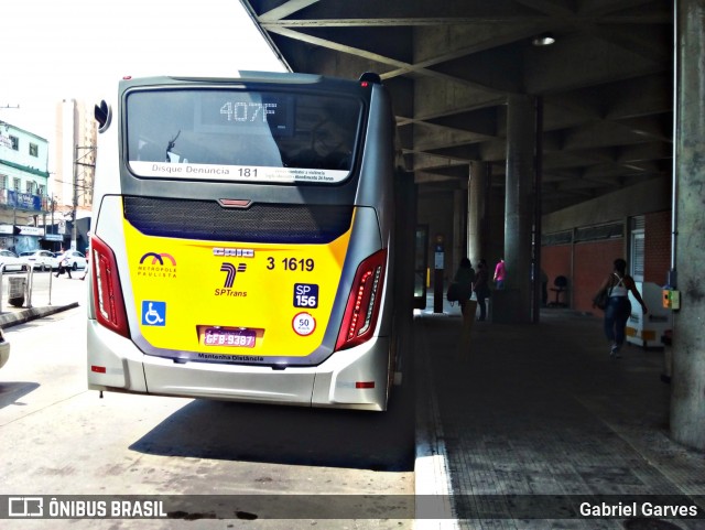 Viação Metrópole Paulista - Zona Leste 3 1619 na cidade de São Paulo, São Paulo, Brasil, por Gabriel Garves. Número da foto: #9293408.