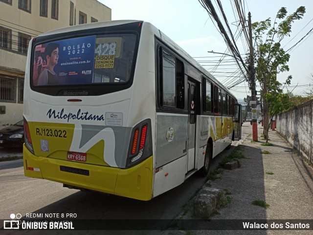 Viação Nilopolitana RJ 123.022 na cidade de Nilópolis, Rio de Janeiro, Brasil, por Walace dos Santos. ID da foto: 9297350.