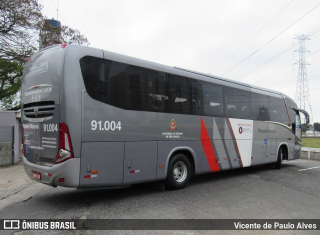 Empresa de Ônibus Pássaro Marron 91.004 na cidade de São José dos Campos, São Paulo, Brasil, por Vicente de Paulo Alves. Número da foto: #9303137.