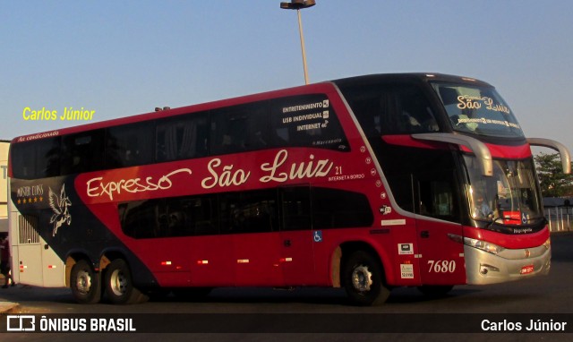 Expresso São Luiz 7680 na cidade de Goiânia, Goiás, Brasil, por Carlos Júnior. Número da foto: #9307177.