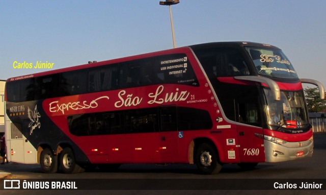 Expresso São Luiz 7680 na cidade de Goiânia, Goiás, Brasil, por Carlos Júnior. ID da foto: 9307177.