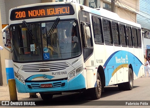 Auto Viação Vera Cruz - Belford Roxo RJ 112.060 na cidade de Nova Iguaçu, Rio de Janeiro, Brasil, por Fabrício Félix. ID da foto: 9309075.