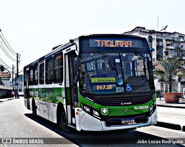 Viação Vera Cruz RJ 205.104 na cidade de Rio de Janeiro, Rio de Janeiro, Brasil, por João Lucas Rodrigues. Número da foto: #9311955.