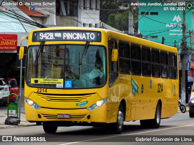 Viação Jundiaiense 2214 na cidade de Jundiaí, São Paulo, Brasil, por Gabriel Giacomin de Lima. ID da foto: 9317477.