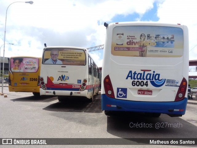 Viação Atalaia Transportes 6004 na cidade de Aracaju, Sergipe, Brasil, por Matheus dos Santos. ID da foto: 9321926.