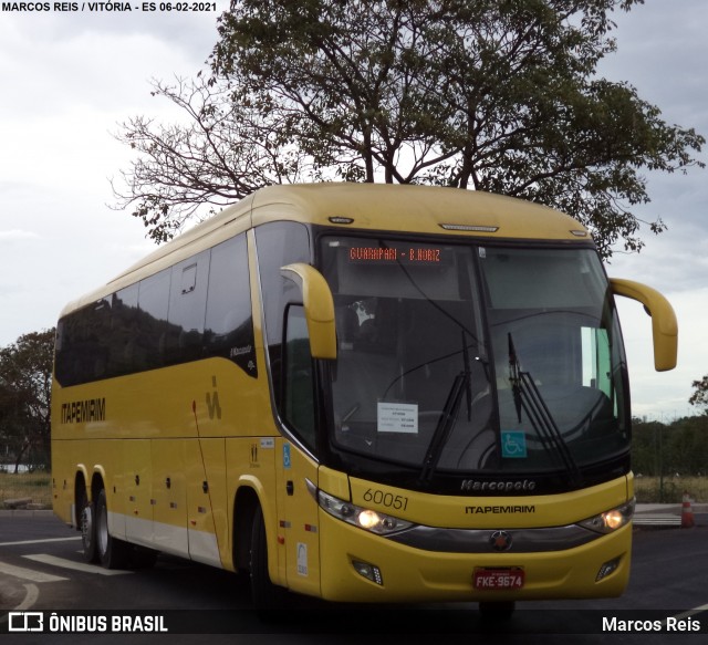 Viação Itapemirim 60051 na cidade de Vitória, Espírito Santo, Brasil, por Marcos Reis. Número da foto: #9235706.