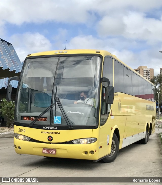 Viação Itapemirim 5869 na cidade de Natal, Rio Grande do Norte, Brasil, por Romário Lopes. Número da foto: #9235676.
